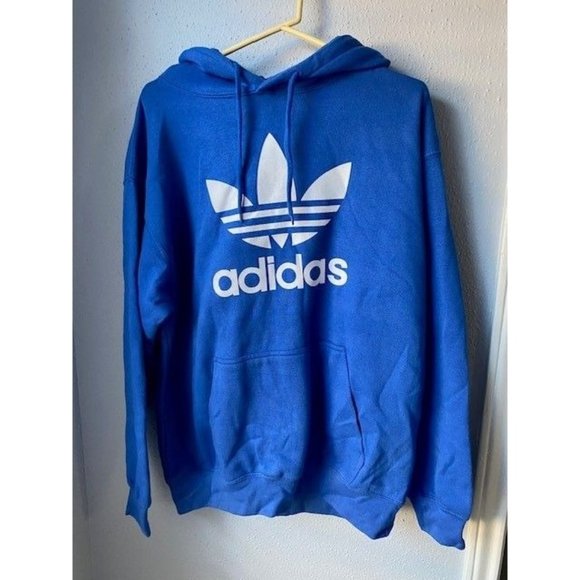 adidas Other - Adidas Trefoil Logo Blue Hoodie Kangaroo Pocket Pullover Sweater - Adult Size L